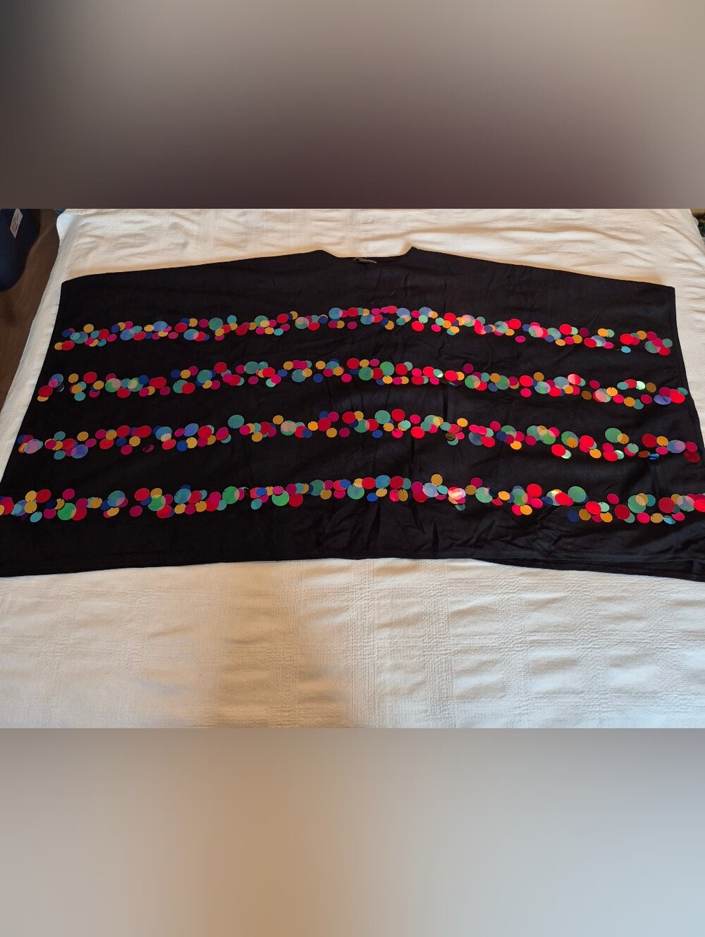 Michael Simon Workshop women's One size rectangle poncho jumbo sequin Art EUC
